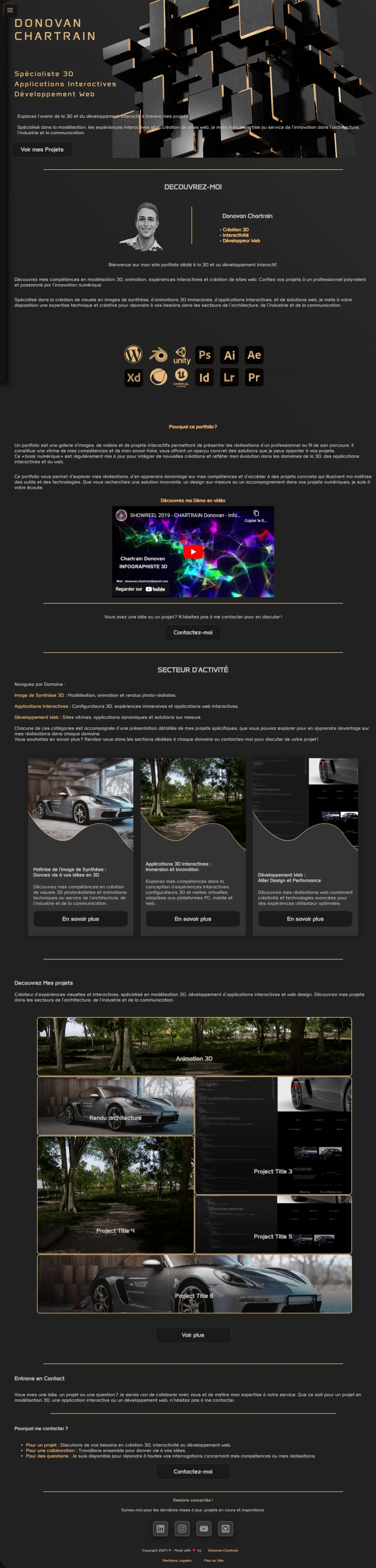 Création du site Web Portfolio de Donovan Chartrain