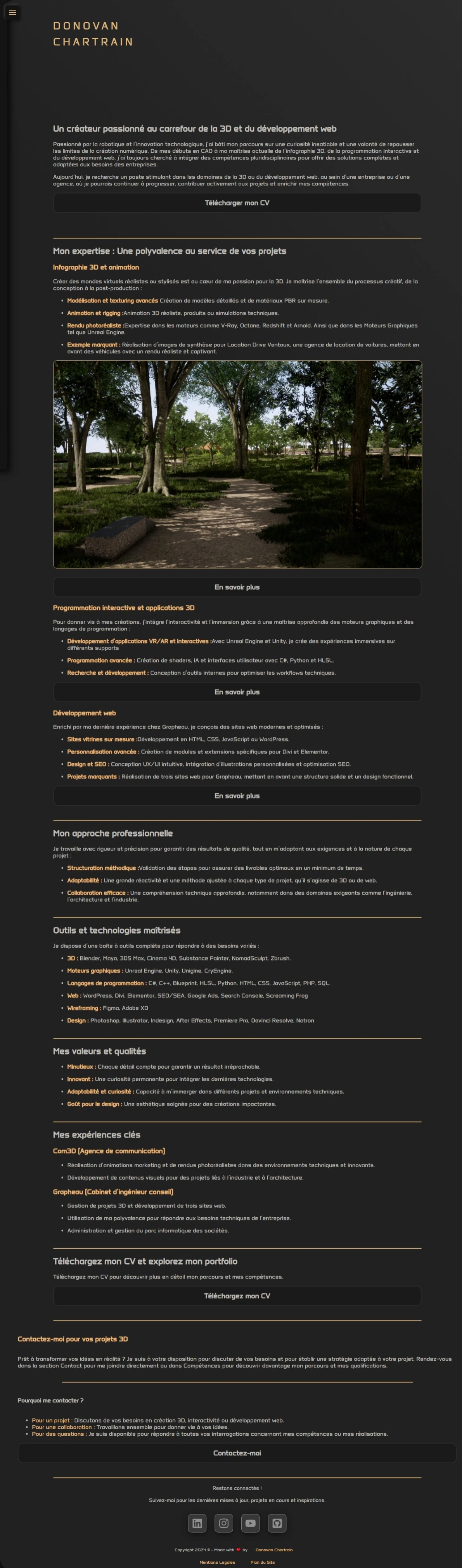 Page Compétences de Donovan Chartrain