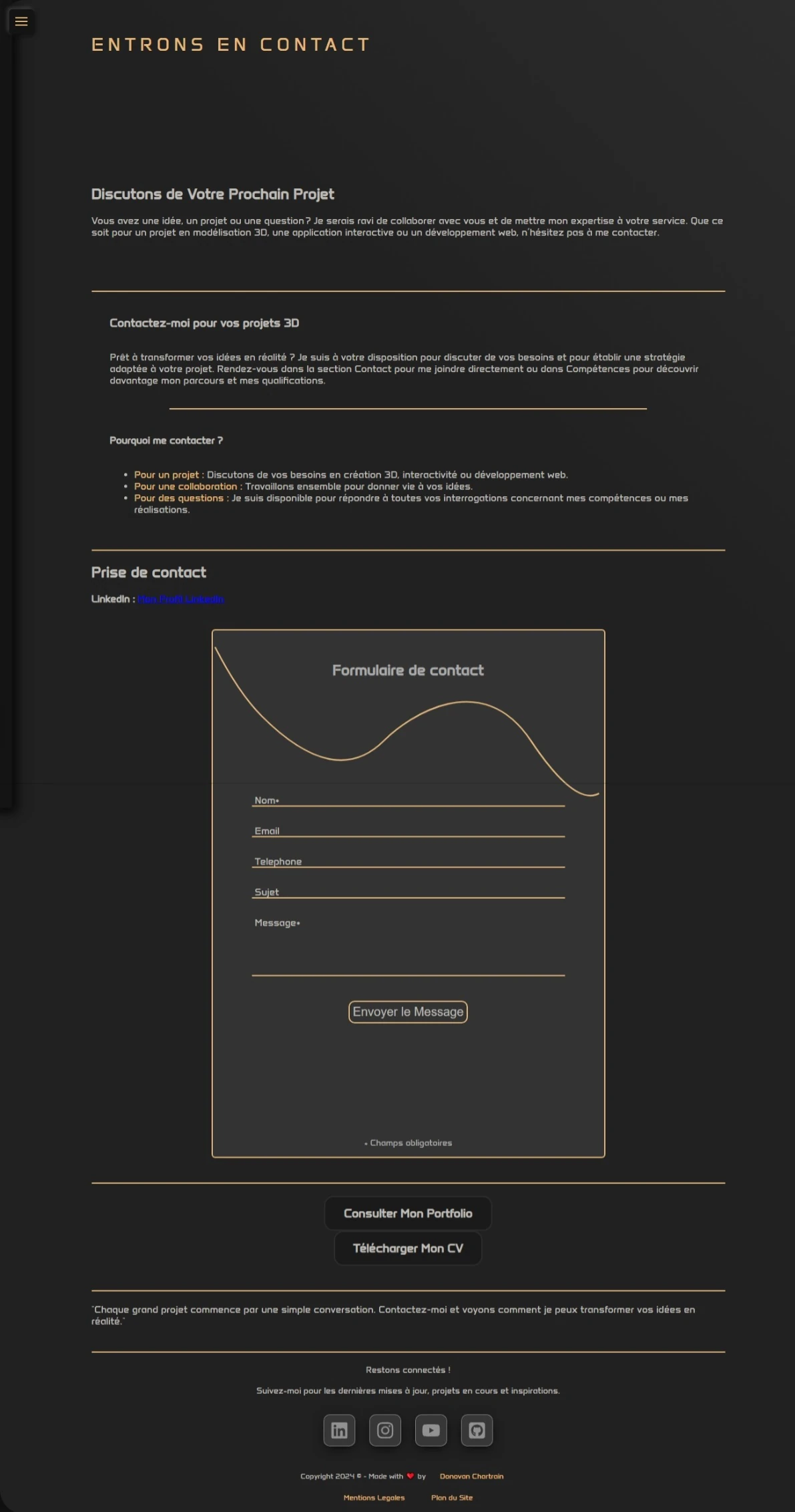Page Contact de Donovan Chartrain
