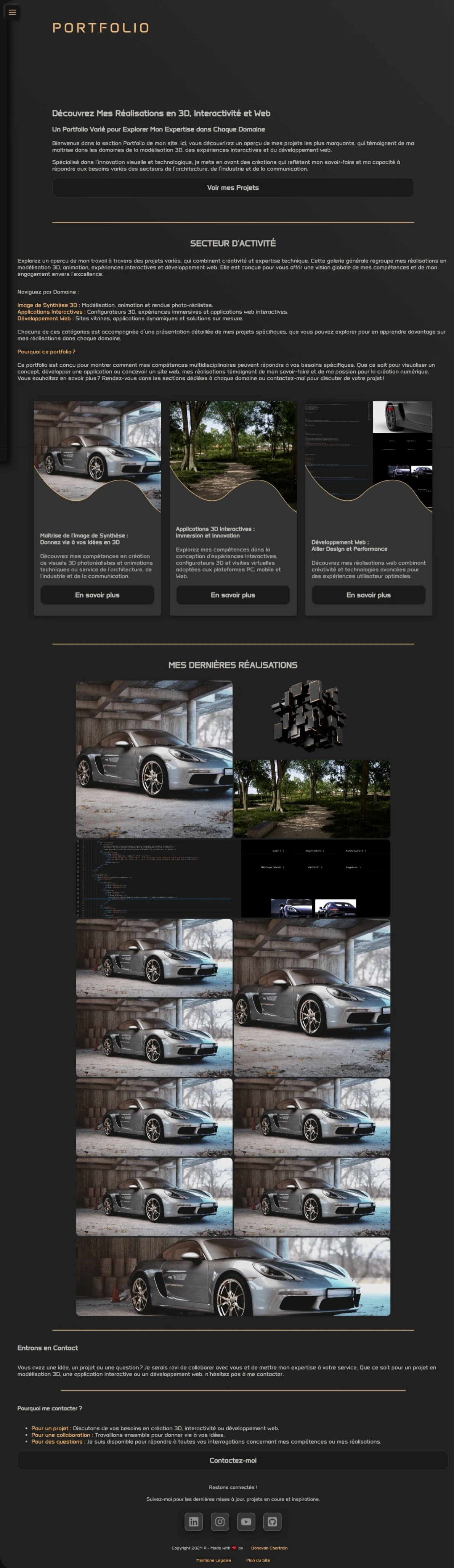 Page Portfolio de Donovan Chartrain